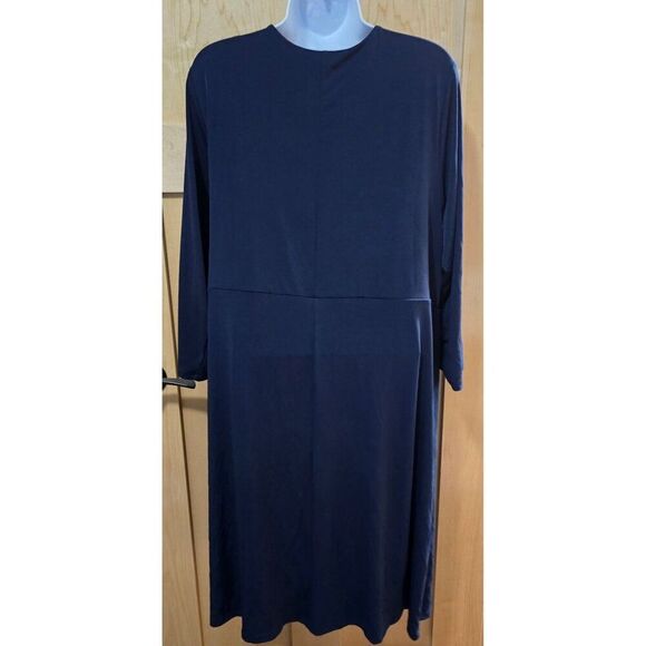 Charter Club Womens Intrepid Blue Surplice Dress 2X Polyester Blend Draped Waist - Picture 4 of 9